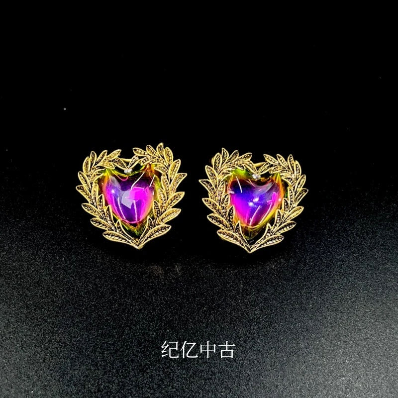 黄铜仿水晶耳饰 JYed595中古首饰vintage复古耳钉耳环时尚个性