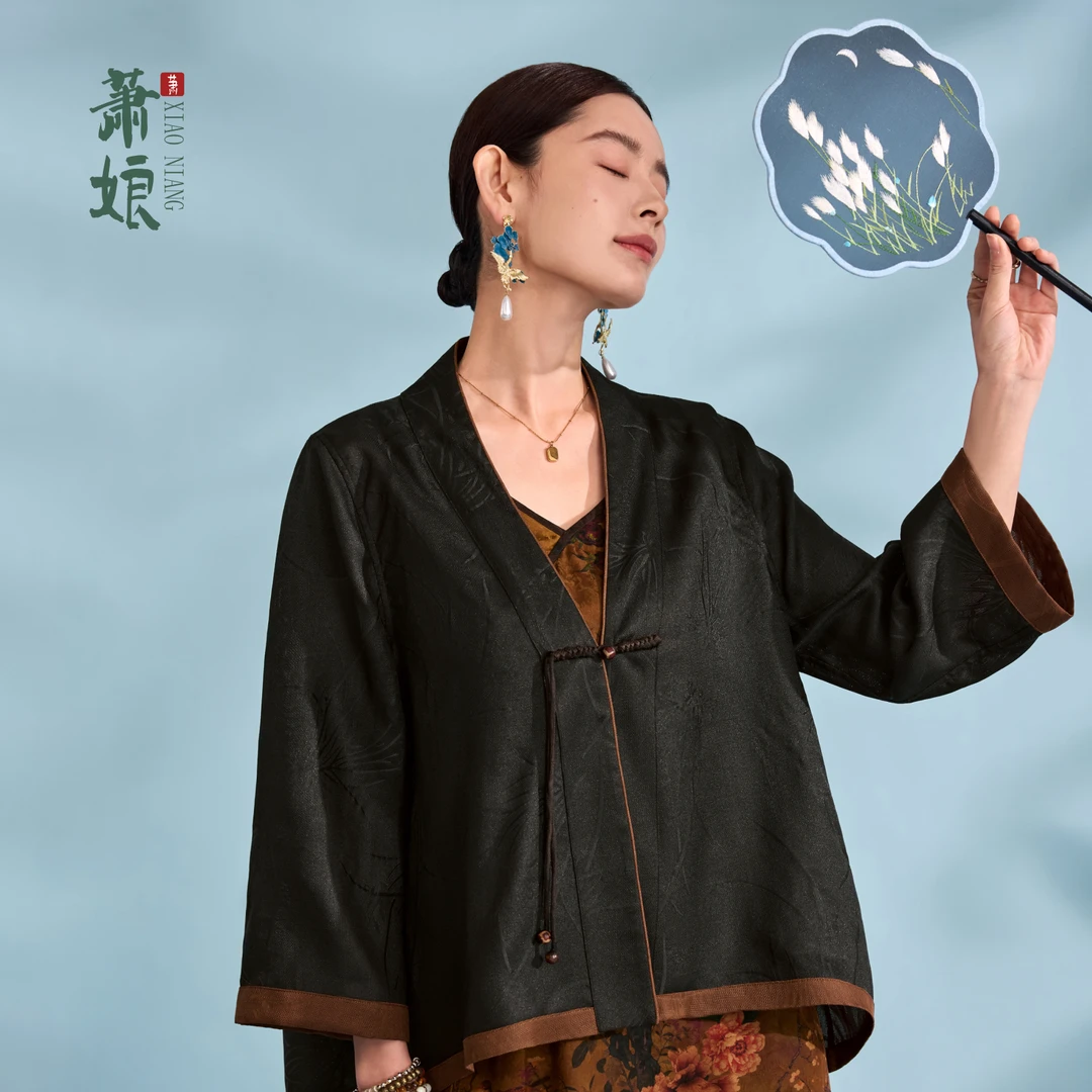 萧娘【苏洛】花罗香云纱新中式桑蚕丝中国风女短款外套XN1926