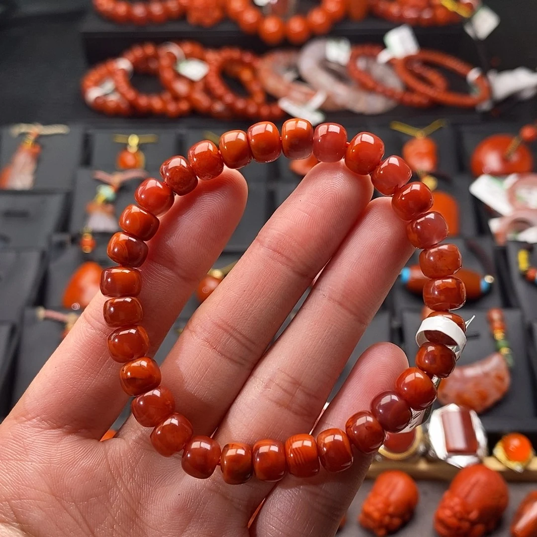 南红玛瑙未镶嵌四川凉山瓦西老型手串7.5mm