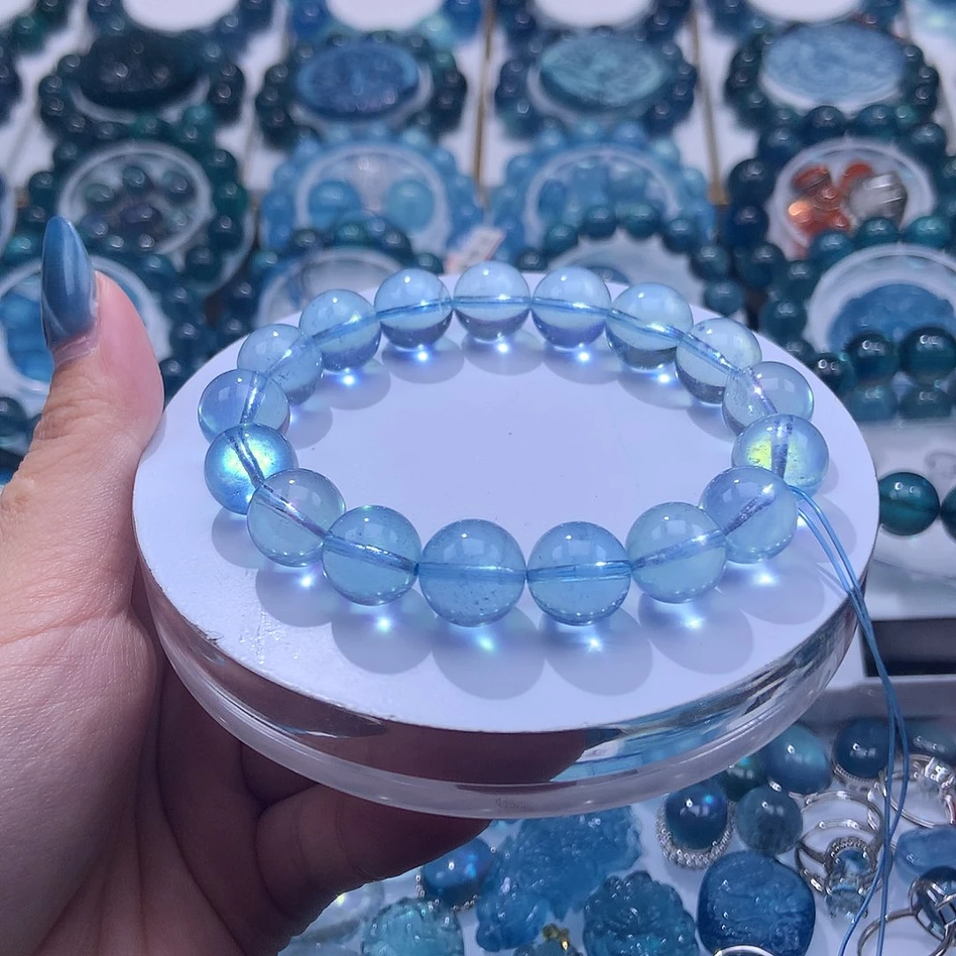 未镶嵌手串海蓝宝石圣蓝12mm【1280元】要拍16件