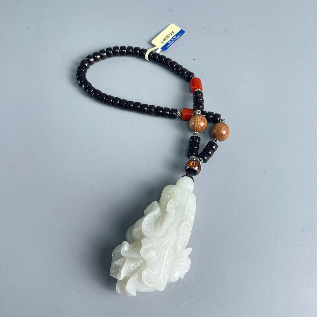 20世纪中后期和田白玉百财手把件-M2XL5003676/挂坠/摆件/绣花张