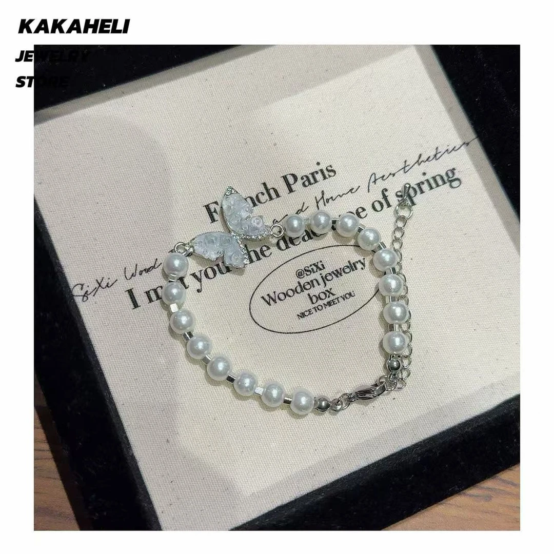 铜合金手链 气质轻奢时尚百搭蝴蝶珠珠手链KK6001