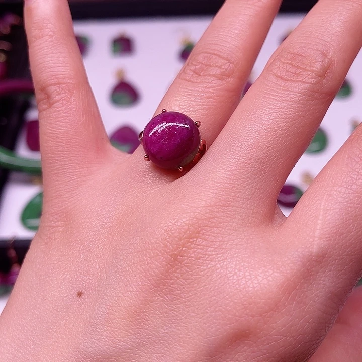 红宝石戒指银S925镶嵌