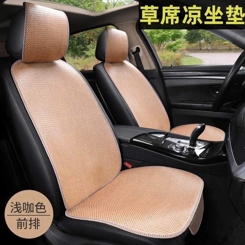 新款夏季藤席汽车坐垫通风透气草席座套防滑耐磨不起球凉爽车垫子