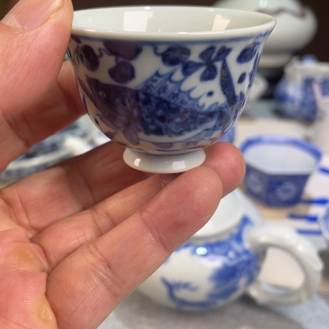 杯柴窑古法烧制全手工工艺鱼草纹40毫升