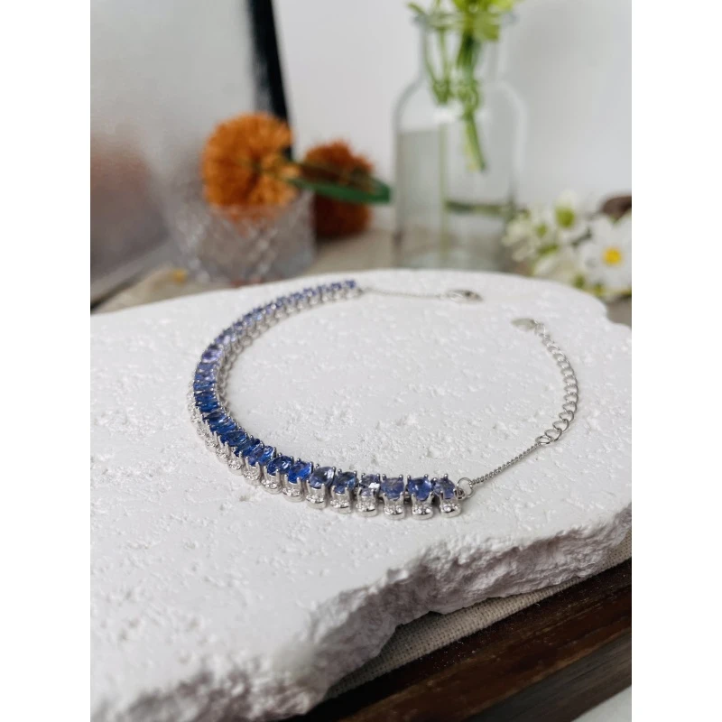 T93 天然坦桑石手链 S925银镶嵌   (多样性发货其一）