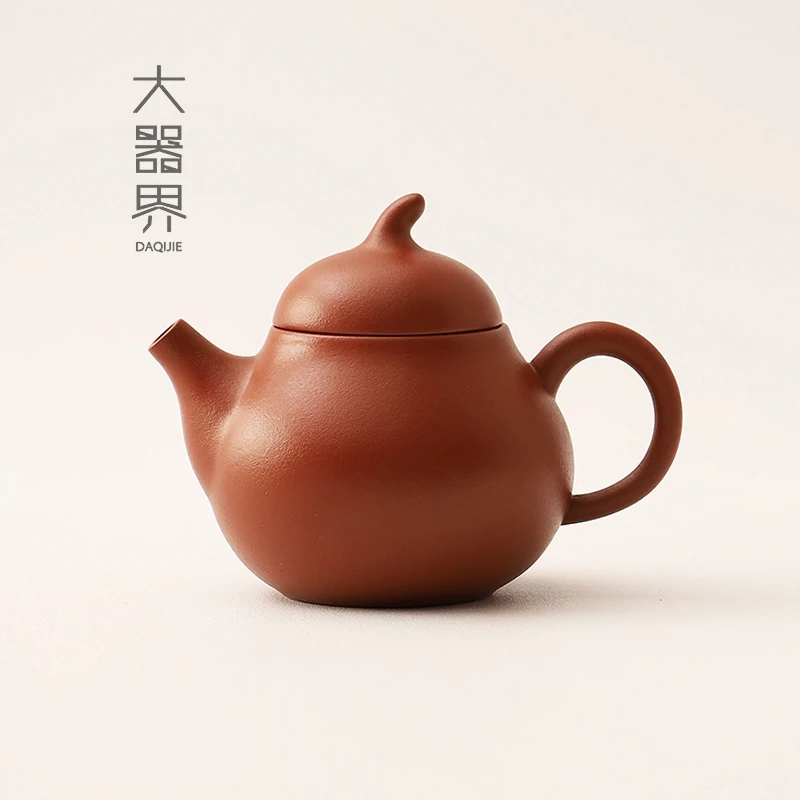 朱泥紫砂壶梨形茶壶功夫泡茶器家用陶瓷茶具单壶纯手工紫砂壶茶具