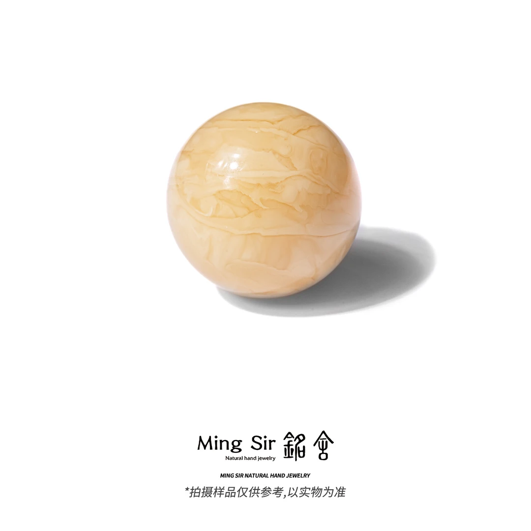 【铭舍 东方既白浓白花+单珠微瑕35mm以上】天然俄料蜜蜡单珠圆珠