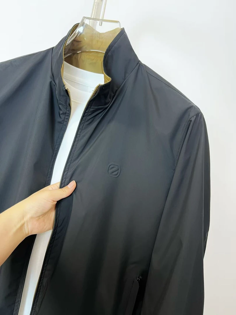 2025新款立领秋季常规款不起球多口袋夹克春秋男装琥珀色双面服