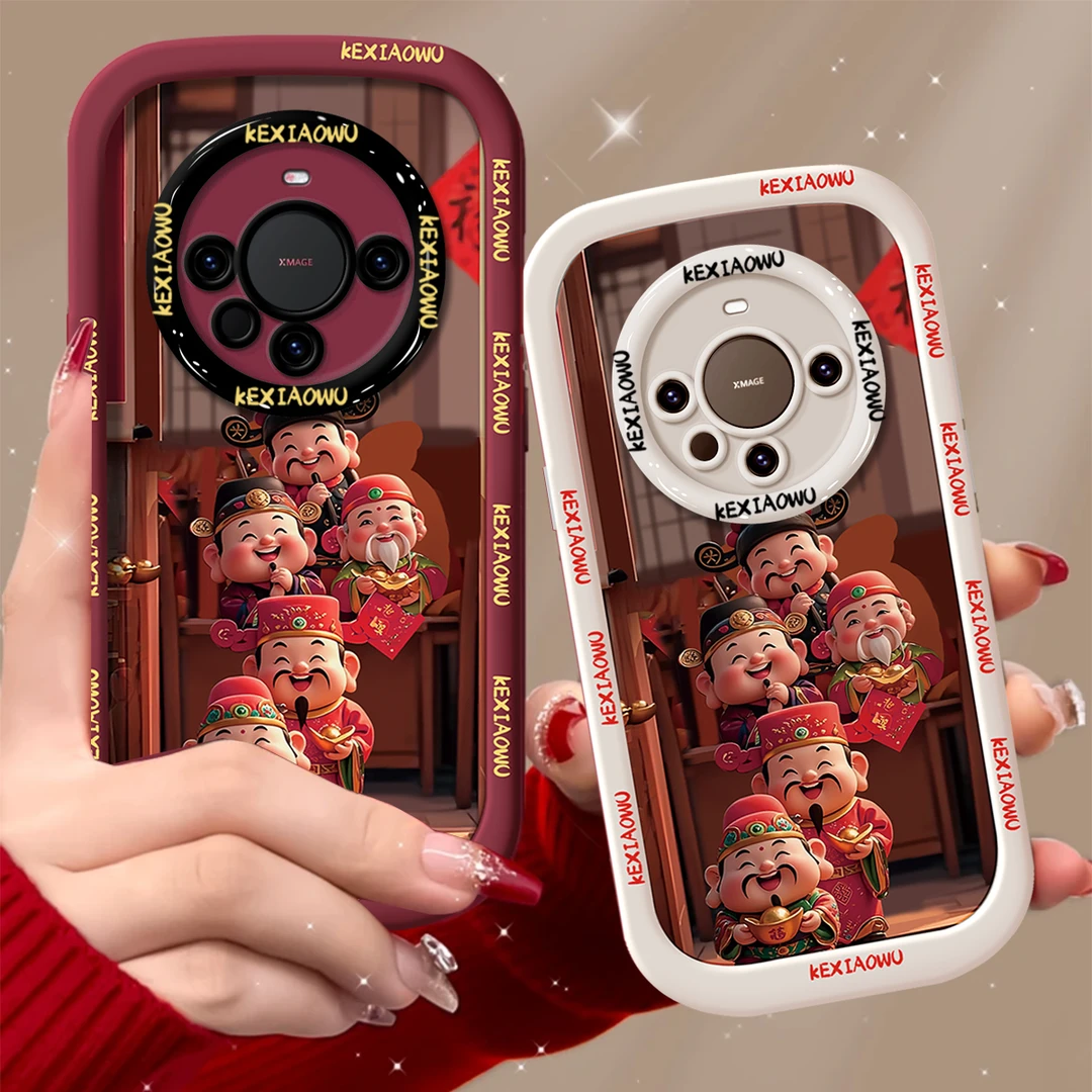 适用【华为MATE60】新年财神祝福全包喜庆创意防摔泡芙手机壳