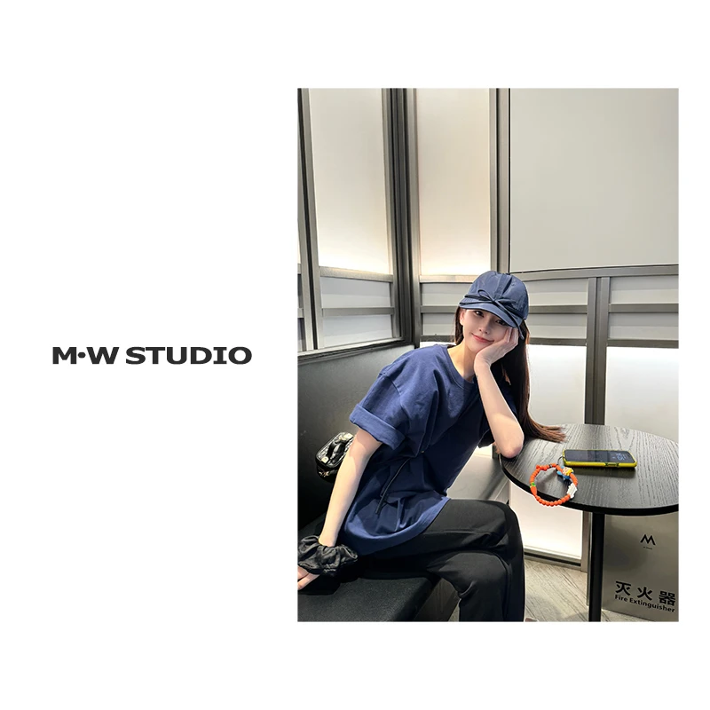 M·W STUDIO 纯色大版极简体恤显瘦百搭小众