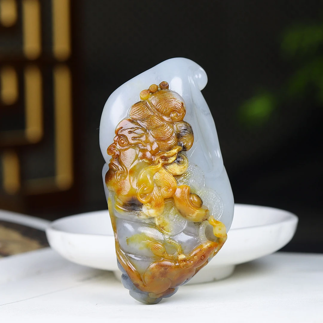 1227143和田玉青花瑞鼠送财