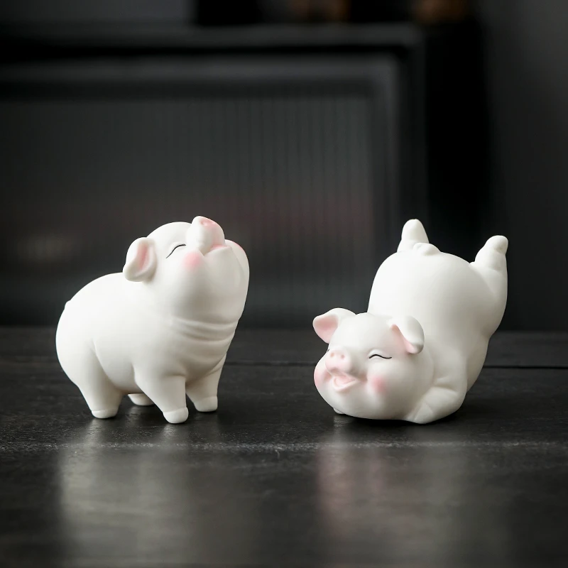 【武林萌猪】创意可爱小猪家居客厅茶桌摆件德化白瓷桌面办公室装饰