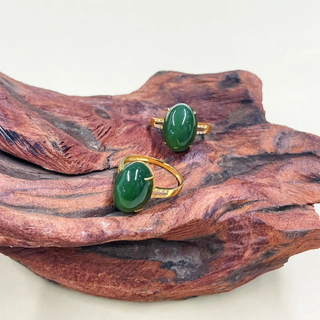 【小宝珠宝】6 T24122-18K金镶嵌和田玉戒指-多样性发其一14*10*7mm