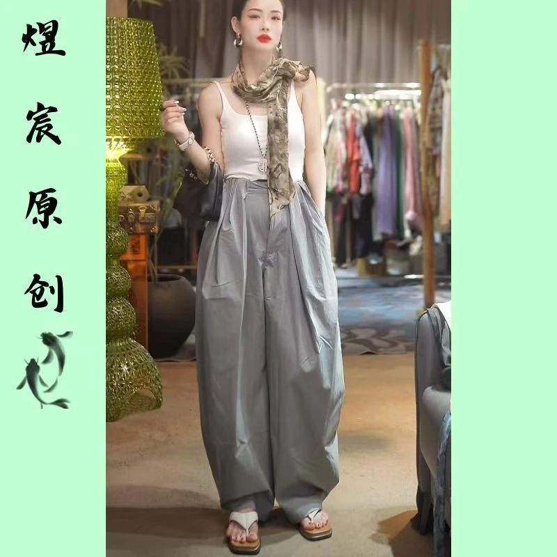 煜宸原创✿【K8825】夏季新款复古时尚百搭慵懒风显瘦休闲裤