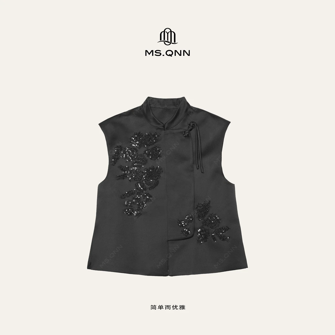 Ms.Qnn“小巷乌衣” 高定系列 售完勿念 重工钉珠老钱风马甲 36C389