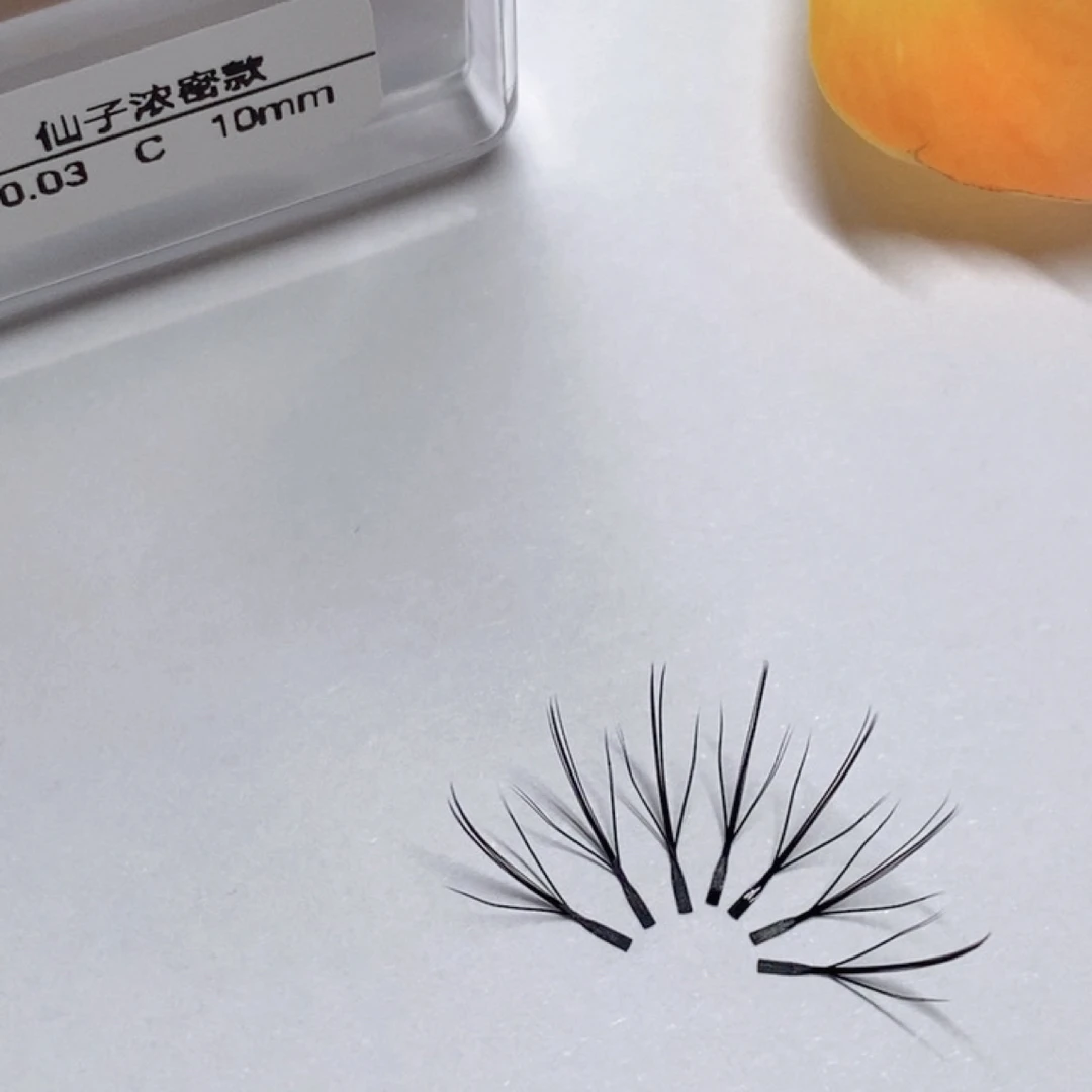 浓密仙子款睫毛假睫毛0.03超柔软浓密自然仿真卷翘单簇分段式自粘