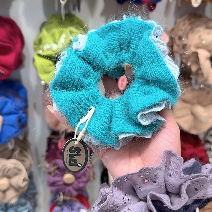 绿色蕾丝边发圈毛线