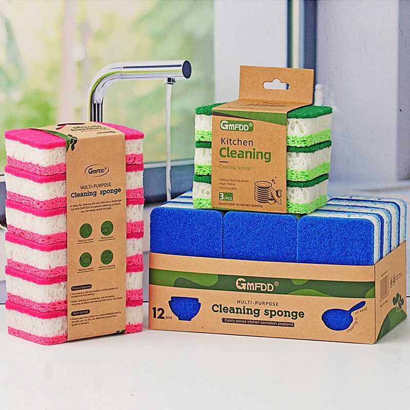 彩色三层木浆棉海绵擦洗碗刷锅海绵百洁布洗碗布厨房洗碗海绵