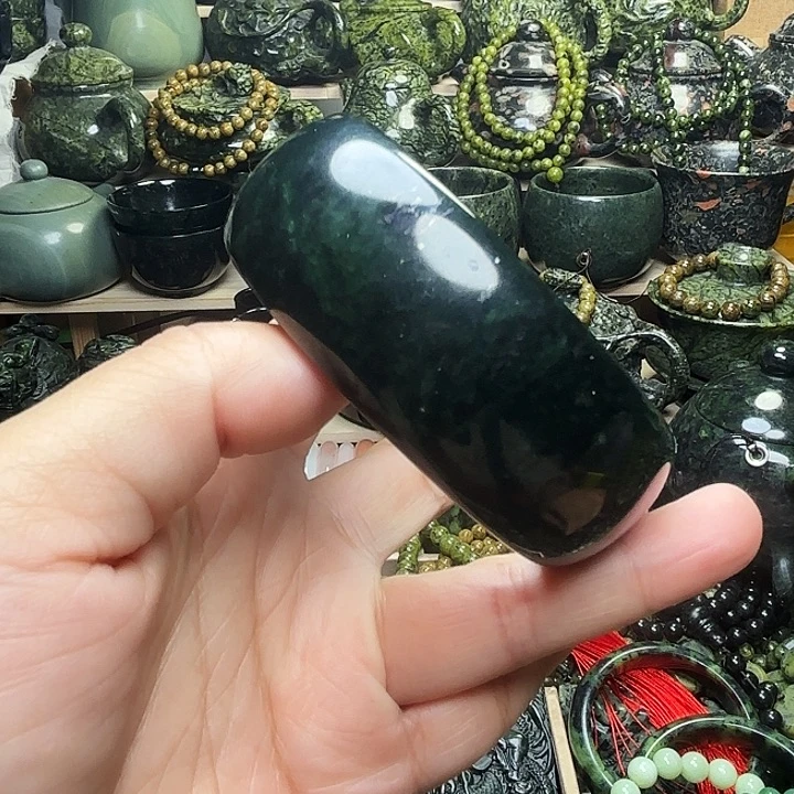 蛇纹石玉未镶嵌珠宝半成品藏玉药王石福利款手镯