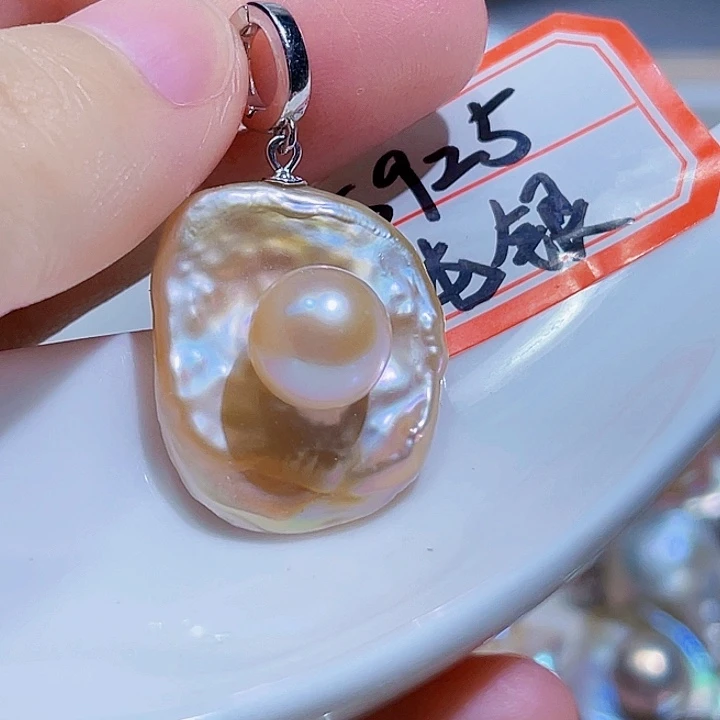 淡水珍珠银S925镶嵌颈饰