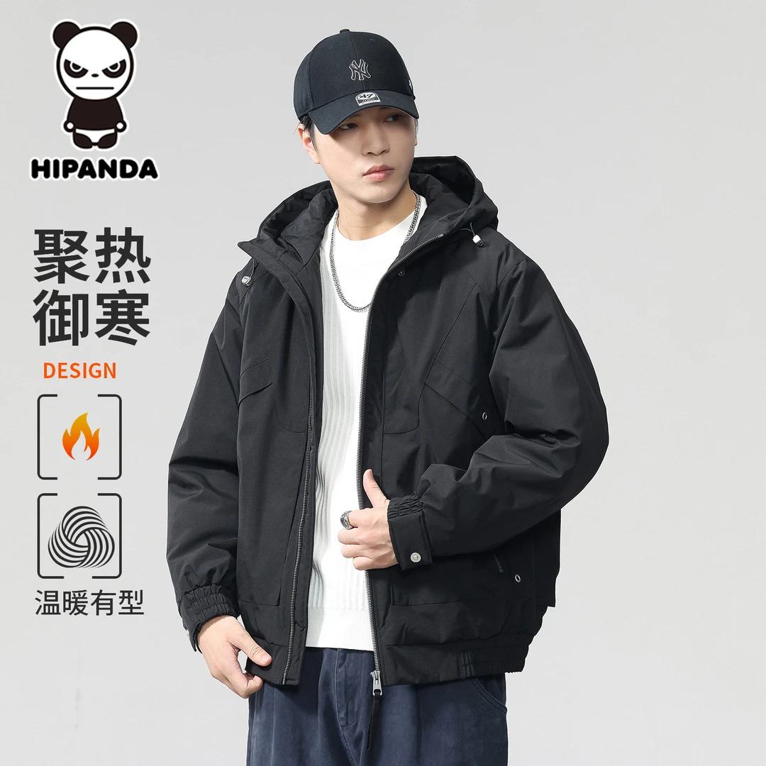 HIPANDA 潮流百搭连帽棉服男款2025年冬季新款加厚保暖休闲外套潮