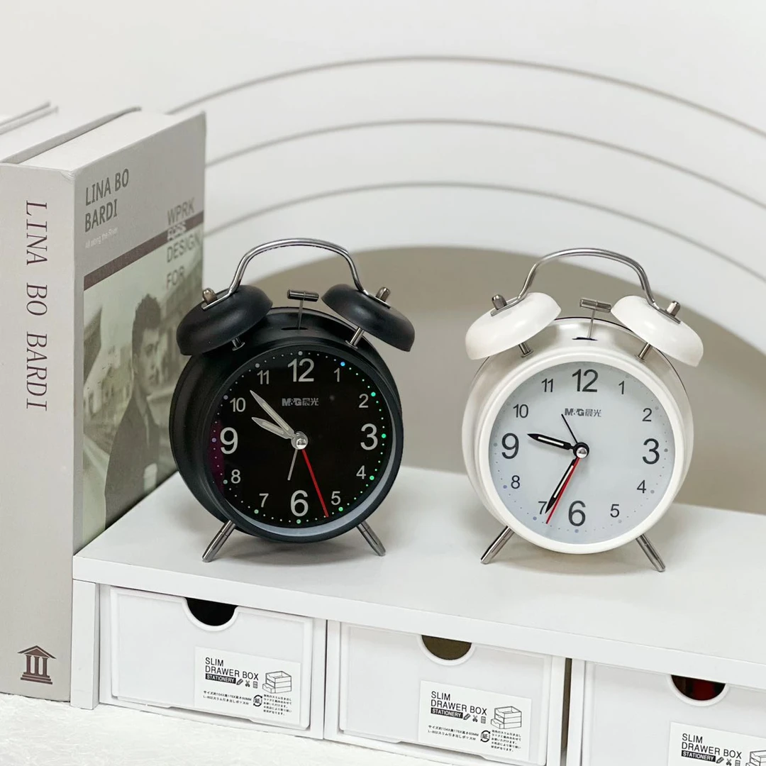 4寸金属闹钟时钟小夜灯 金属烤漆工艺