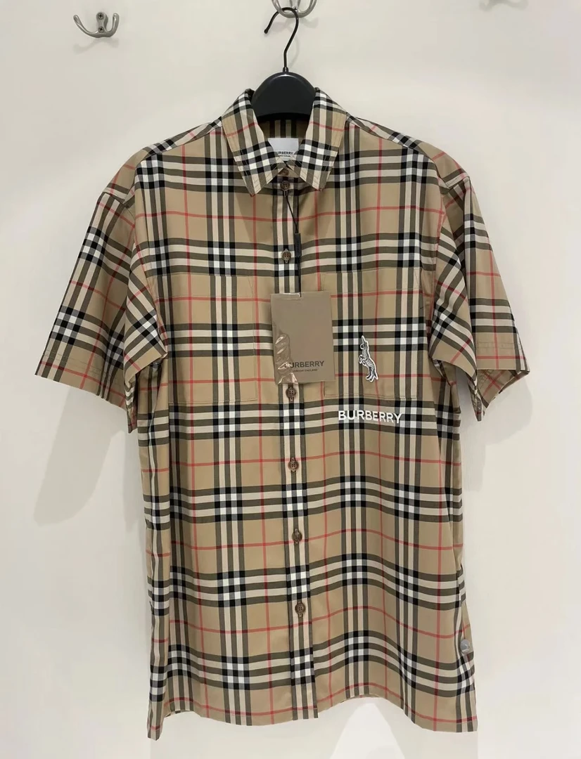 BURBERRY/博柏利 aa1224 独角兽经典格纹短袖衬衫 36码 吊牌
