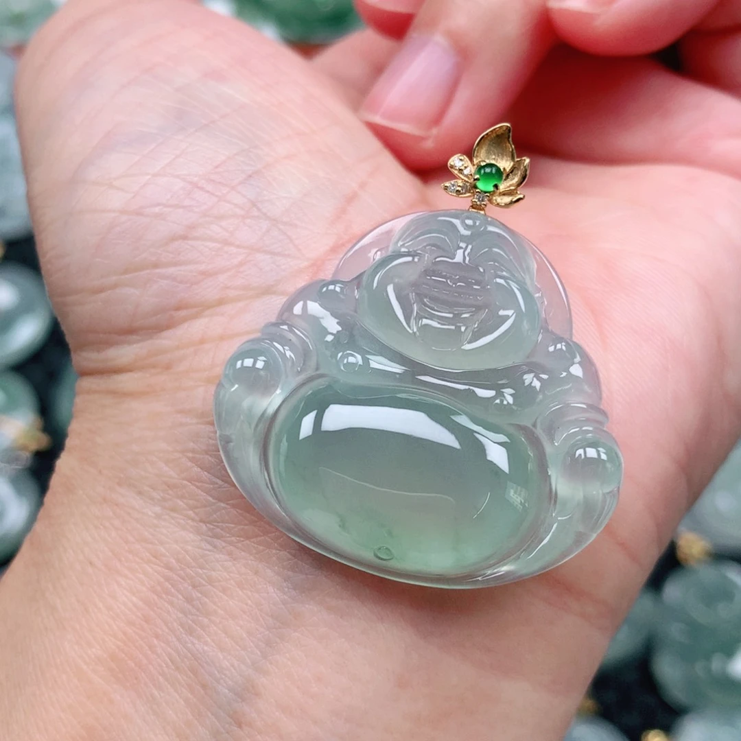 翡翠吊坠(不含链)18K金镶嵌