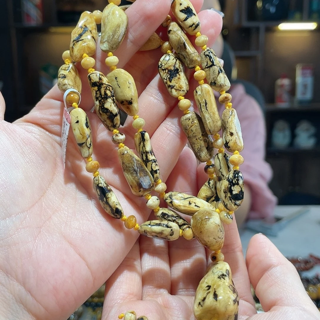 琥珀未镶嵌手链干白