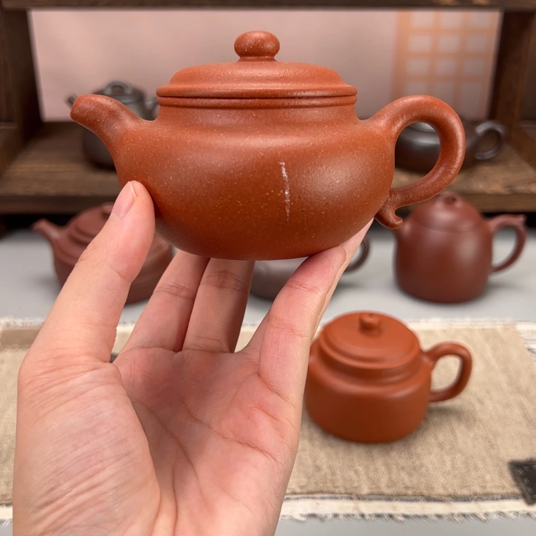茶杯紫砂红降坡仿古185cc微暇