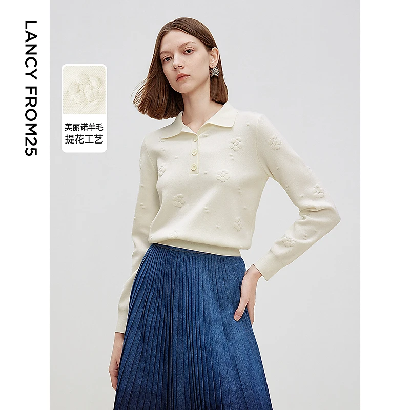 【九月专享】朗姿羊毛针织衫设计感25春打底内搭高级感气质毛衣