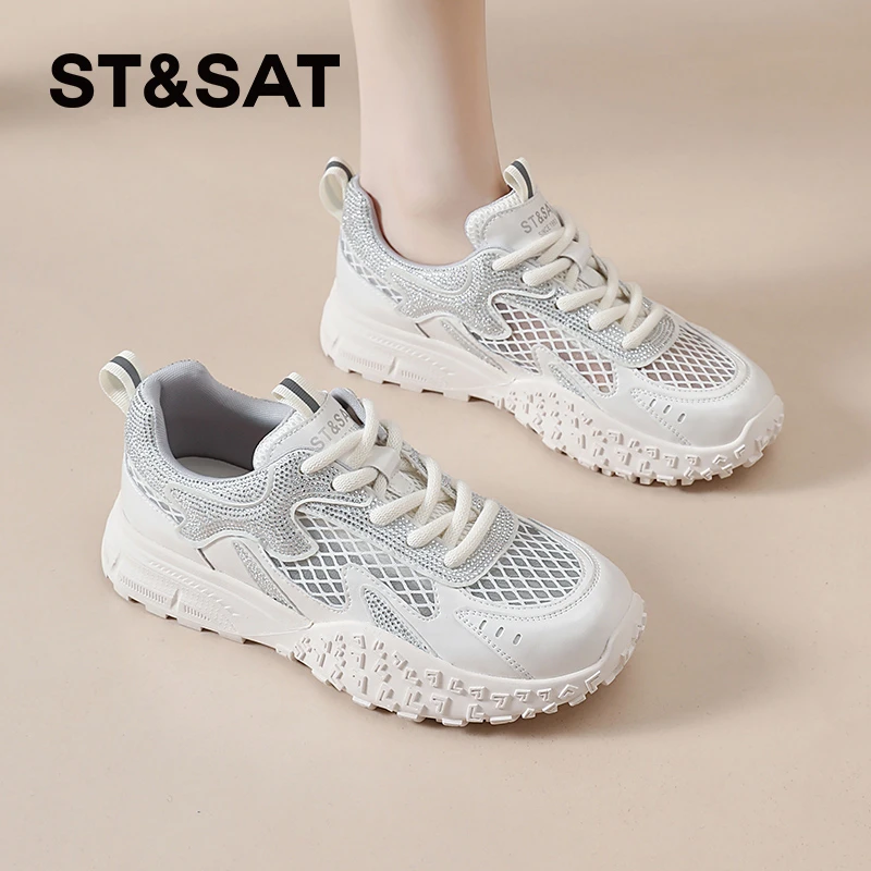 星期六透气德训鞋女款2025新款夏季网面运动女鞋小白鞋芭蕾阿甘鞋
