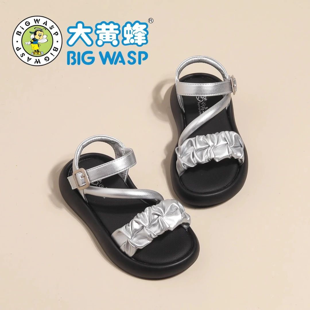 大黄蜂女童凉鞋2025新款夏季儿童鞋爆款女孩公主鞋软底防滑沙滩鞋