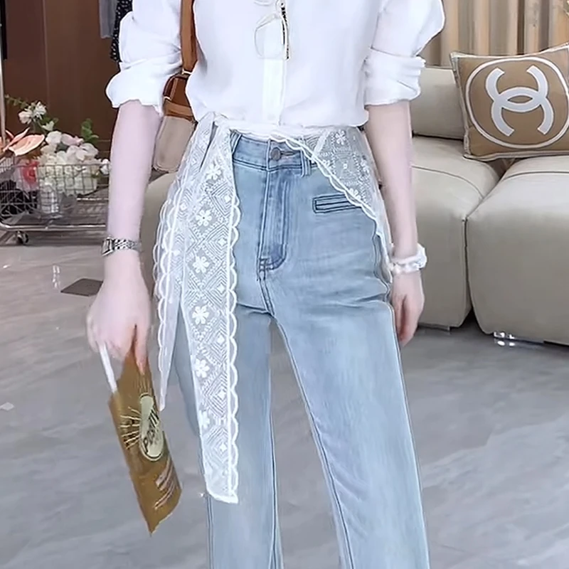 2025春秋遮小屁帘蕾丝搭配裤子半身裙屁帘围巾春夏设计感小众薄款