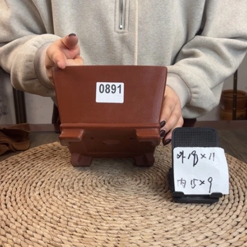 紫砂花盆清水泥斗方0891