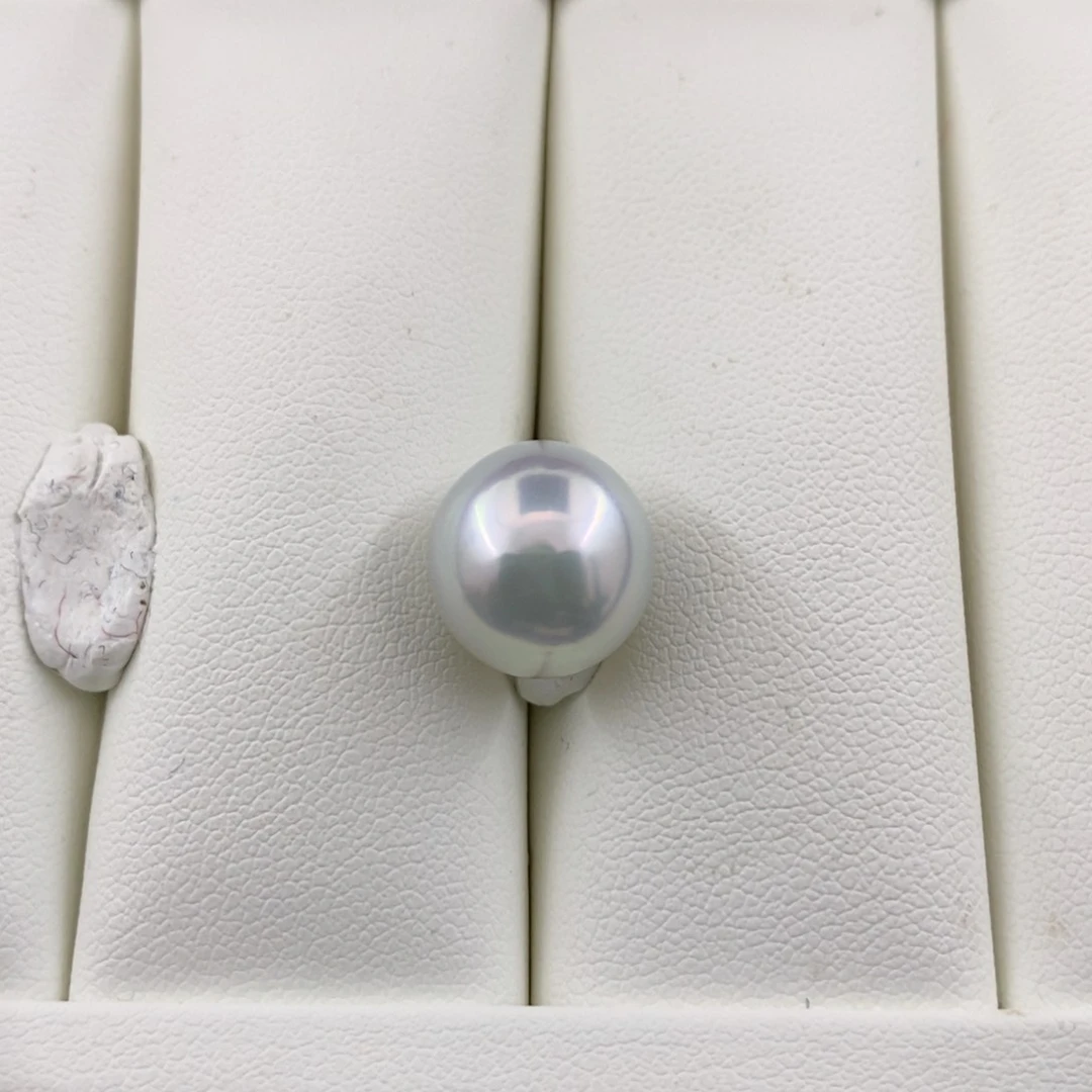 未镶嵌澳白海水珍珠11-12mm近圆炫彩宝石光