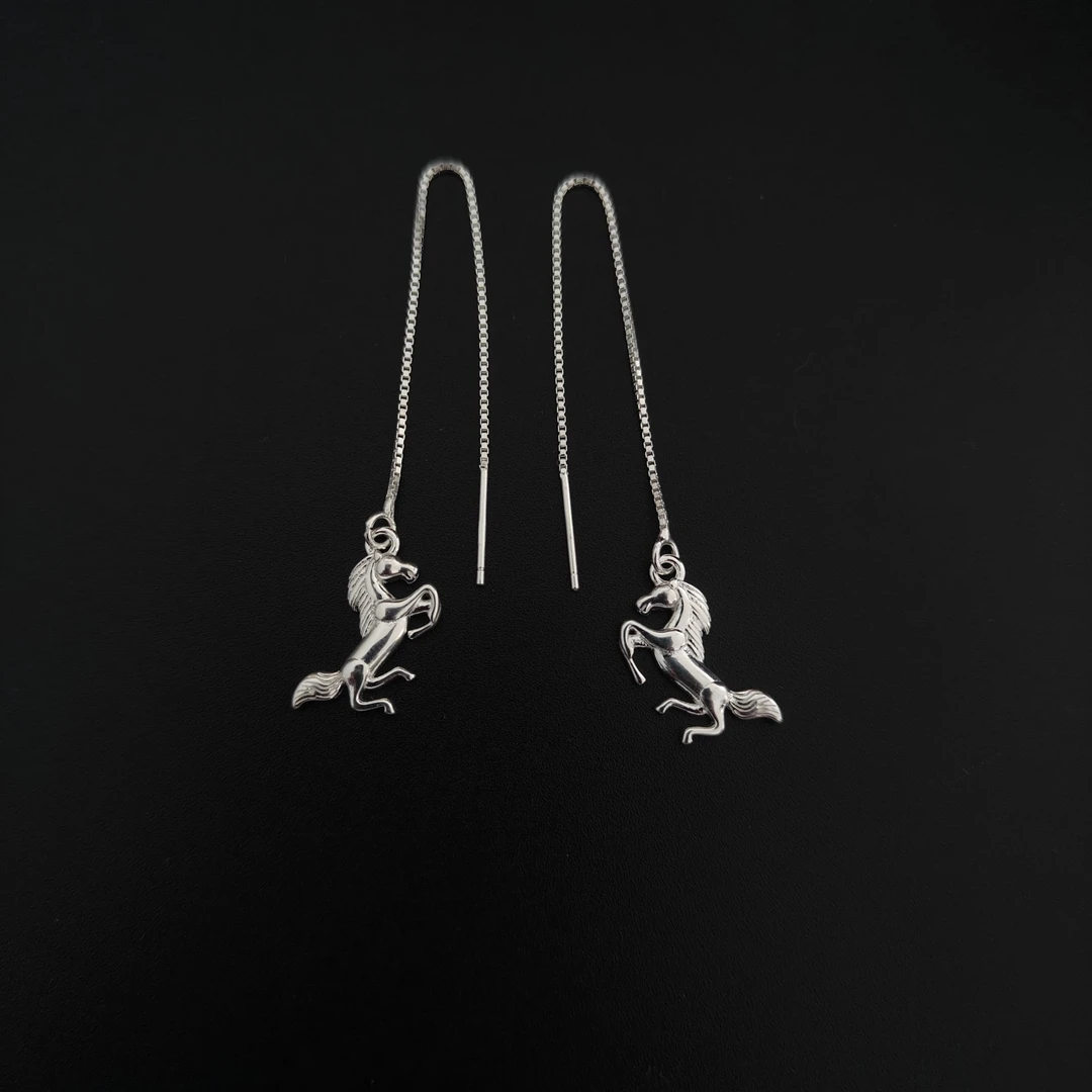 925银耳饰 蒙古马纯银耳线耳环民族风个性独特气质时尚素款日常