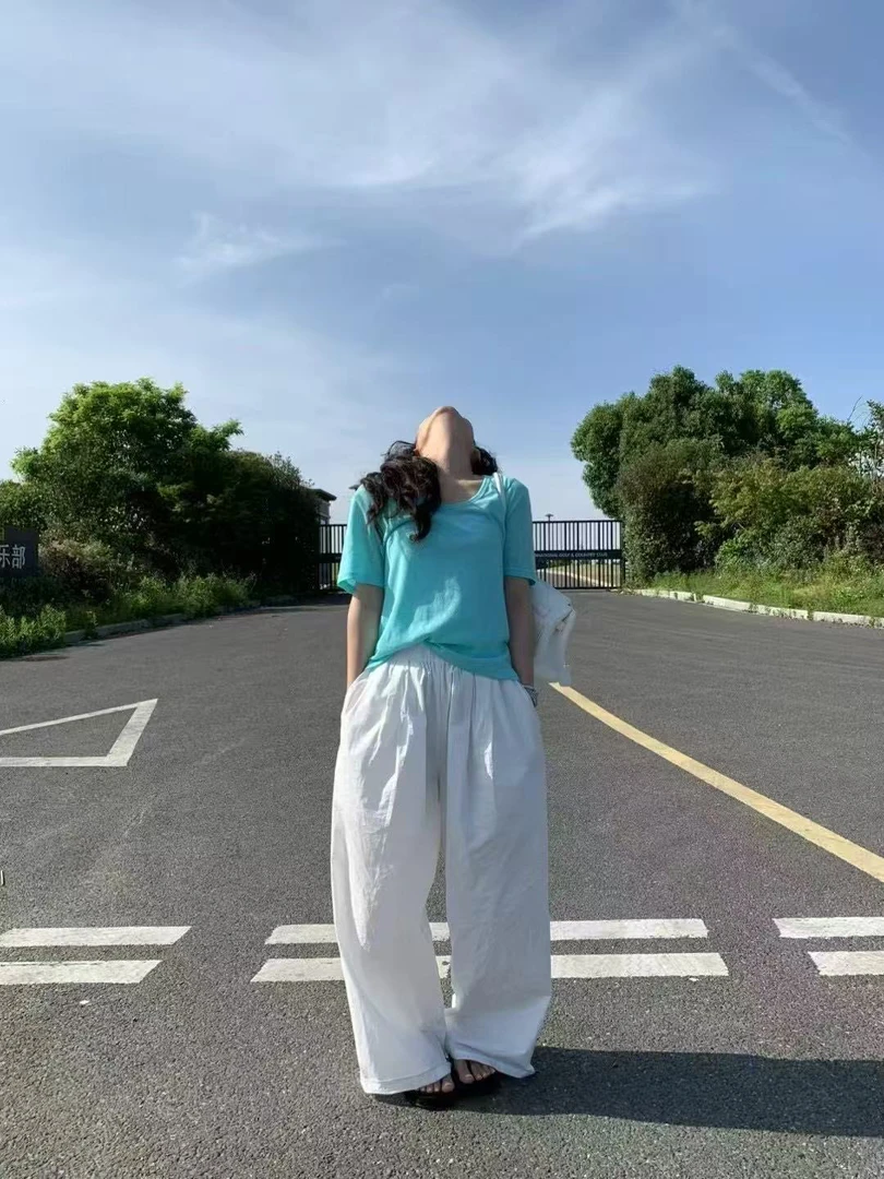 韩系简约精梳棉贝壳扣Tee
