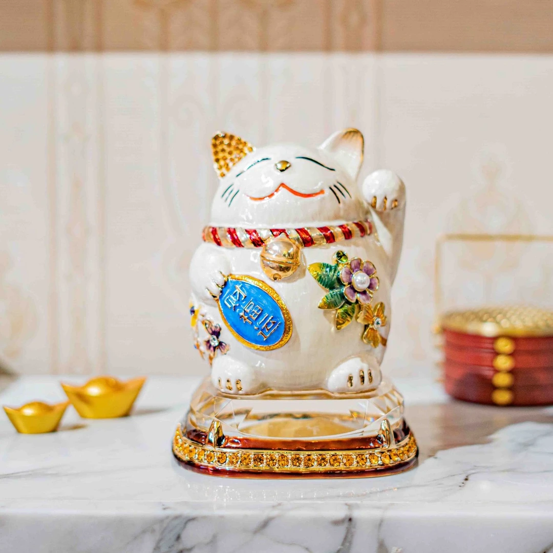 珐琅彩金属材质创意可爱猫咪家居软装饰品摆件R-91406J