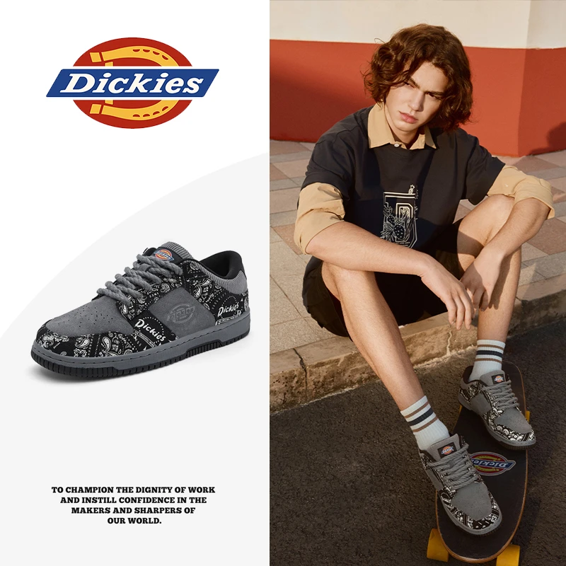 Dickies腰果花板鞋2025冬季透气男士休闲男鞋时尚复古百搭低帮鞋