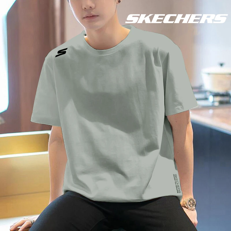 斯凯奇冰丝短袖T恤男夏季新款户外健身跑步半袖宽松速干透气上衣
