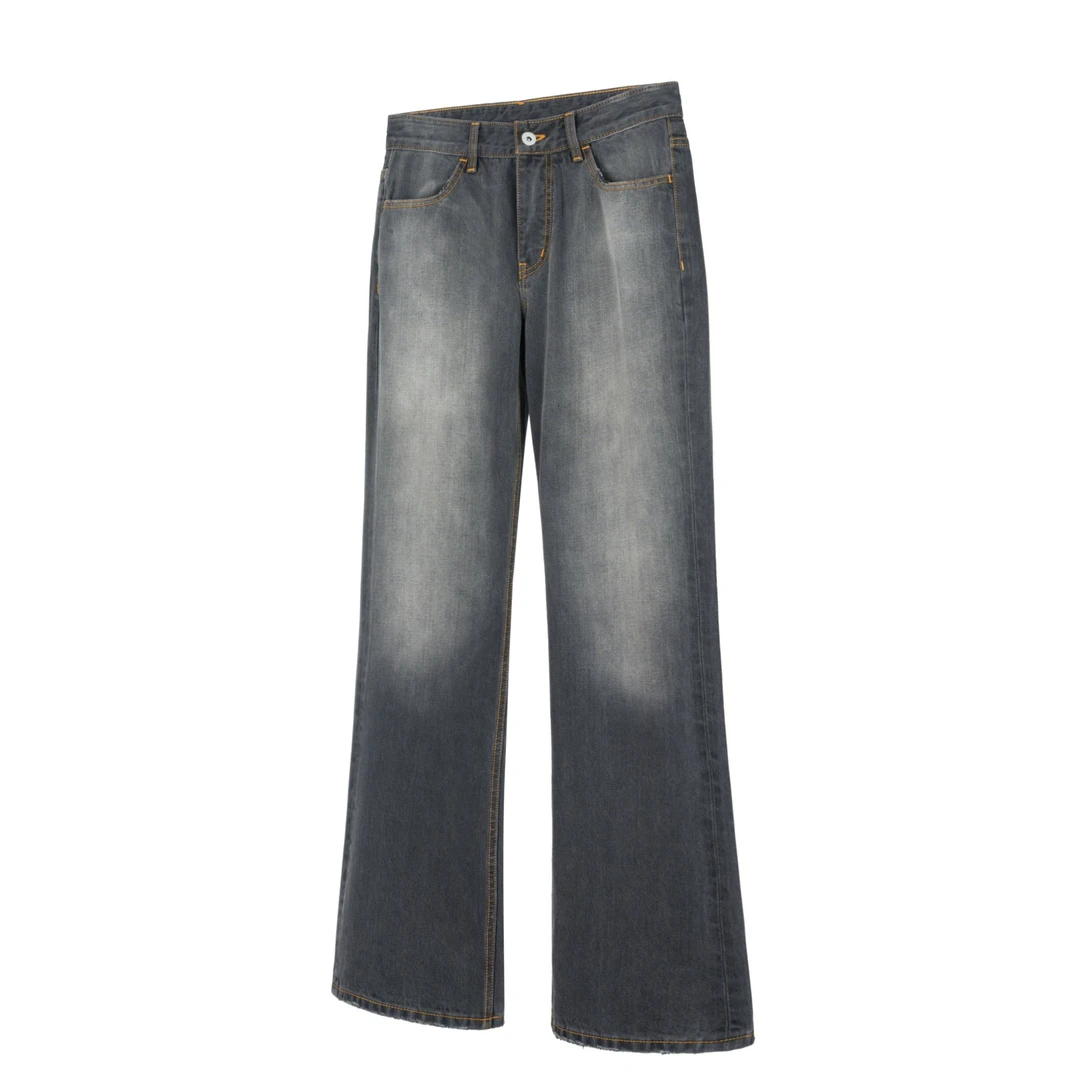 DESERTO 复古水染水洗做旧灰14盎司通勤646牛仔裤微喇休闲牛仔裤