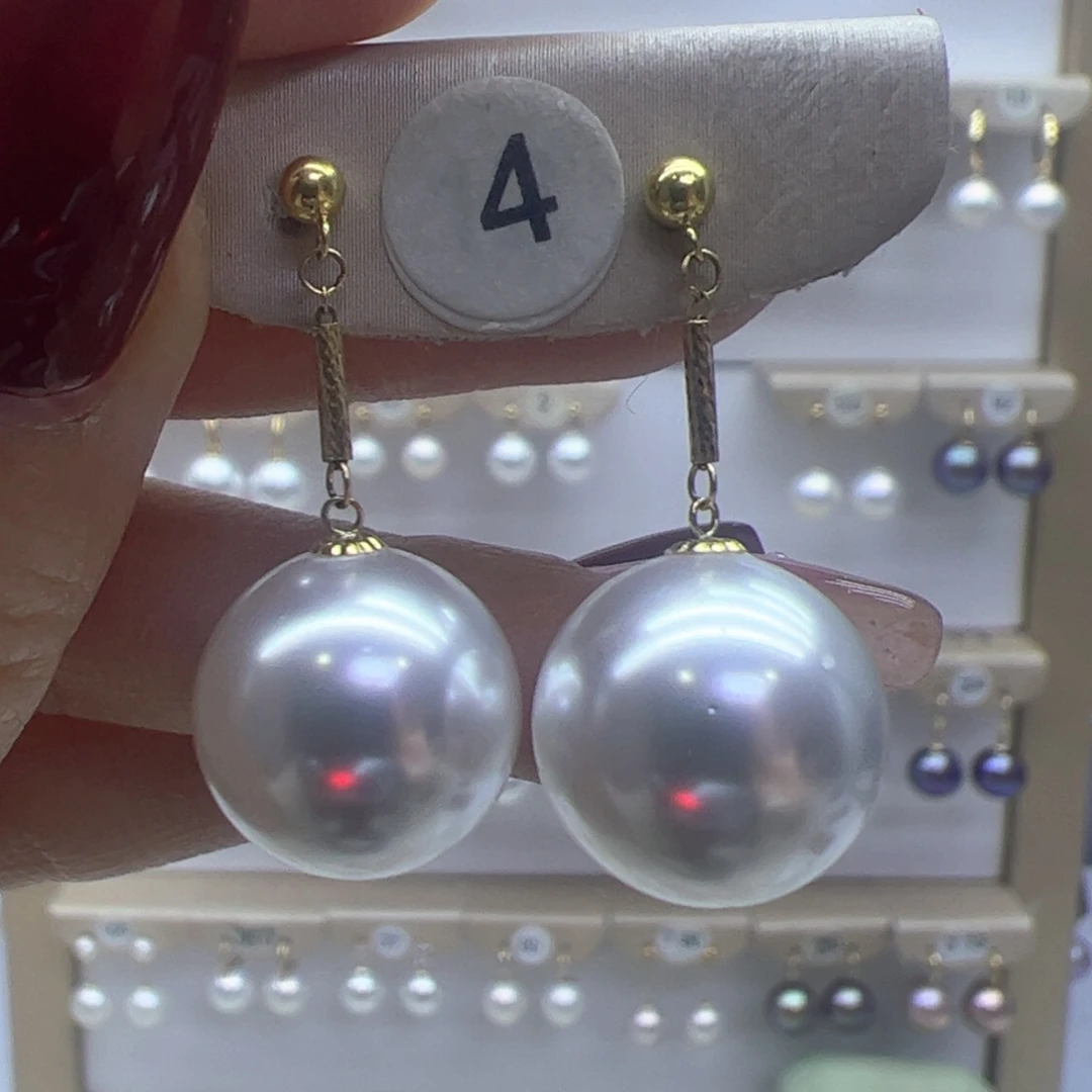 淡水珍珠耳饰18K金镶嵌