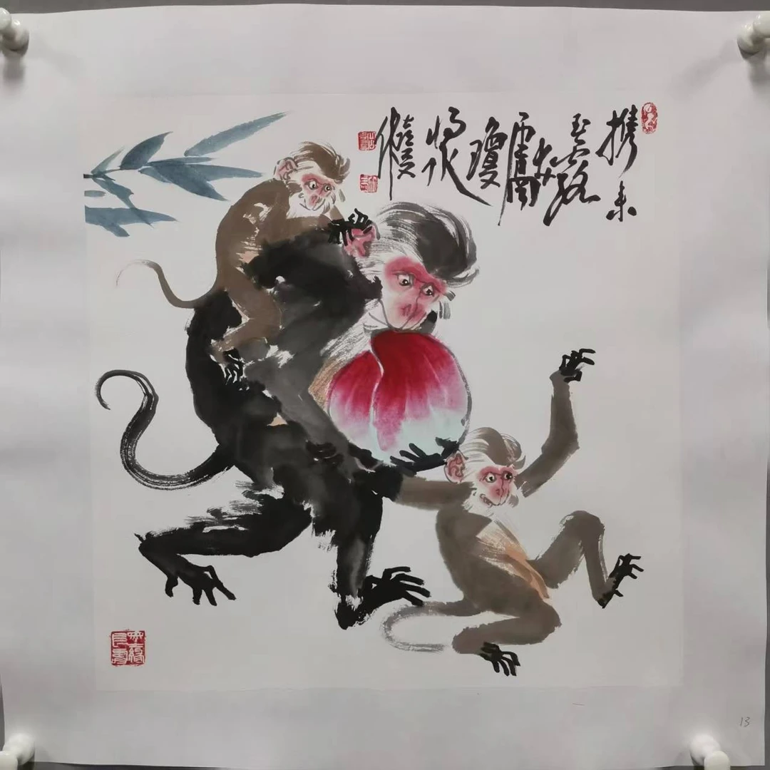 锦泉斋岳喜友亲笔手绘50*50国画作品yxy13