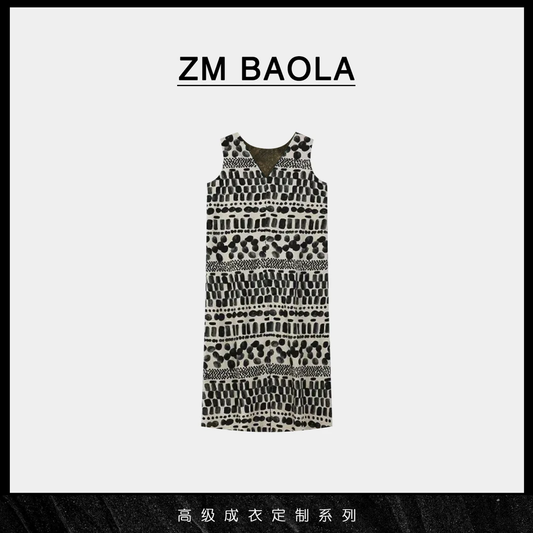 ZM BAOLA【点线-大言】画线手稿创意点线长款连衣裙BN8329-S4
