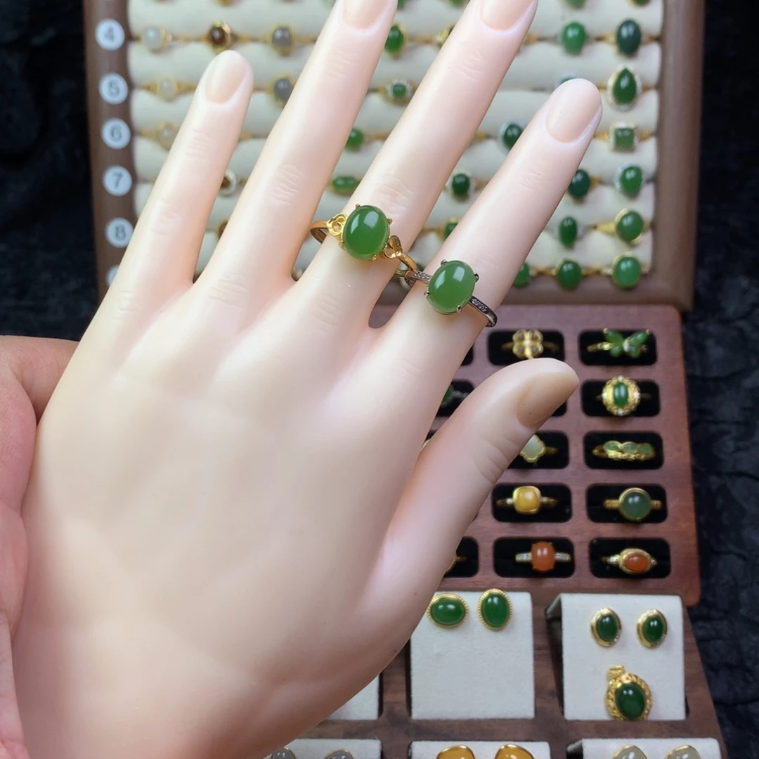 和田玉银S925镶嵌戒指