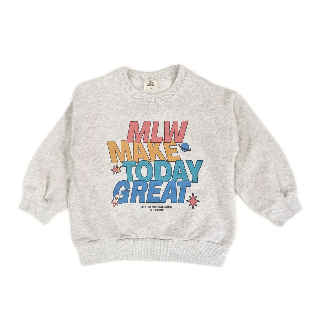 MLW加绒套头儿童卫衣拉绒卫衣印花休闲卡通默认瑕疵