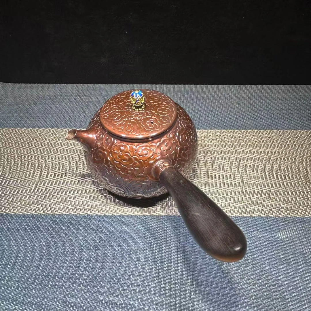 侧把如意祥云煮茶壶纯手工铜壶高端一体壶加厚烧水壶温茶壶闷茶壶