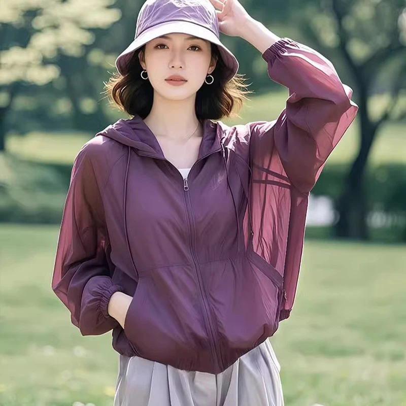 紫色高级感洋气空调衫外套女2025春夏新款百搭透气冰丝凉感防晒衣